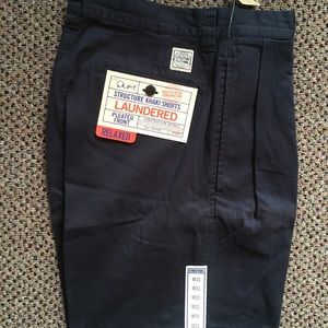 Structure khaki men’s shorts navy 31W pleated 100% cotton new nwt relaxed 25